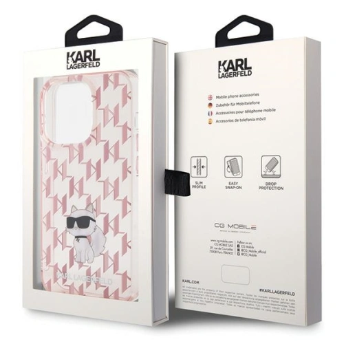 Kup Etui Karl Lagerfeld KLHCP15LHNCMKLP Apple iPhone 15 Pro kemény tok Monogram Choupette rózsaszín/pink - KLD1647 - {ean13} - Sklep Home Screen