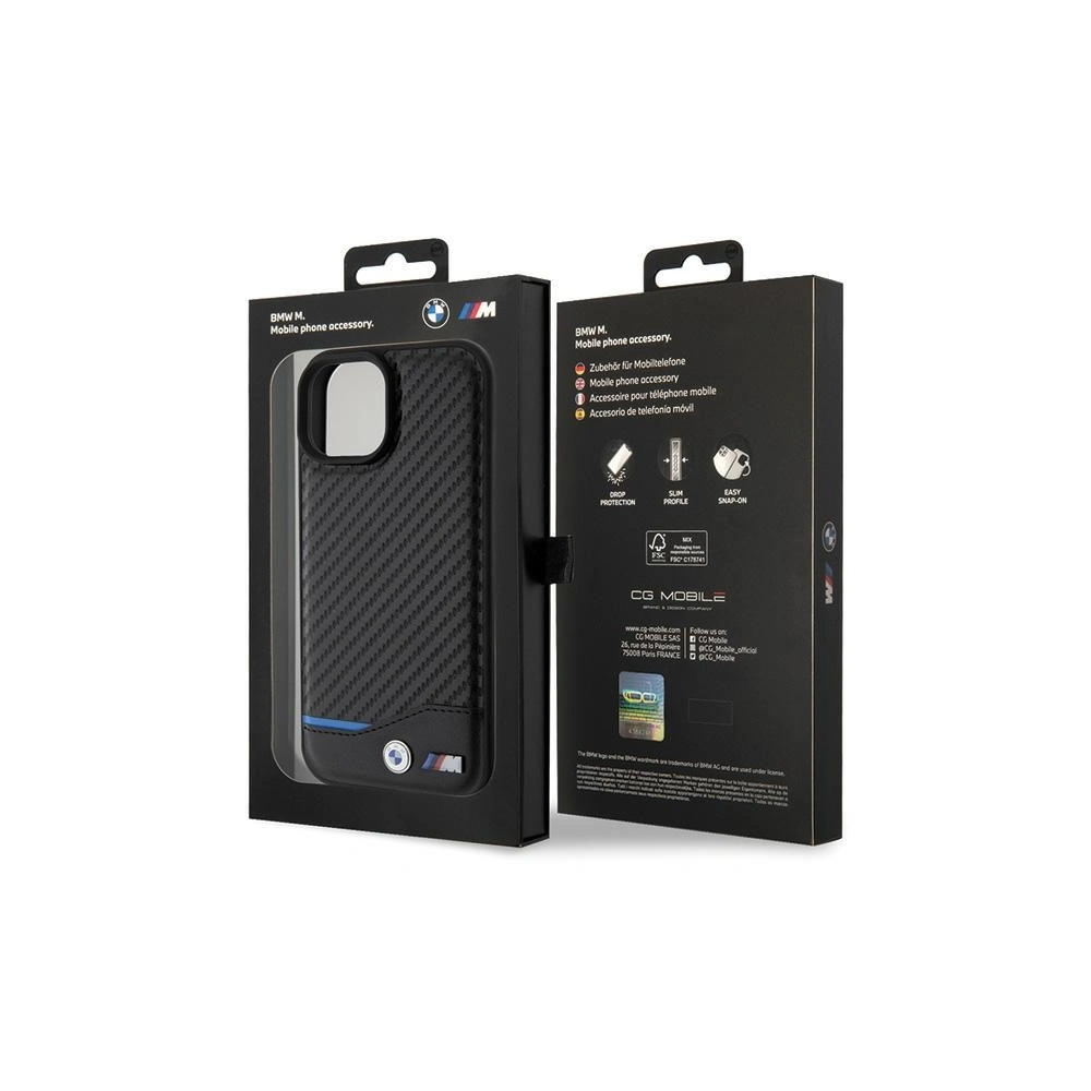 Etui BMW BMHCP15S22NBCK Apple iPhone 15 Leather Carbon czarny/black