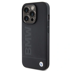 Buy BMW BMHCP15XSLLBK Apple iPhone 15 Pro Max Leather Hot Stamp black - BMW505 - {ean13} - Home Screen Store Europe