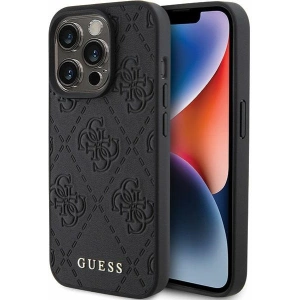 Etui Guess GUHCP15LP4EPMK Apple iPhone 15 Pro hardcase Leather 4G Stamped czarny/black