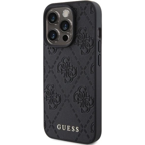 Etui Guess GUHCP15LP4EPMK Apple iPhone 15 Pro hardcase Leather 4G Stamped czarny/black