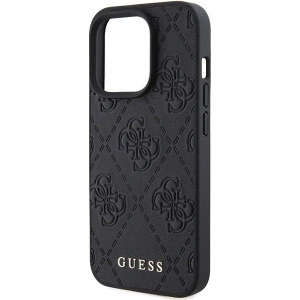 Etui Guess GUHCP15LP4EPMK Apple iPhone 15 Pro hardcase Leather 4G Stamped czarny/black