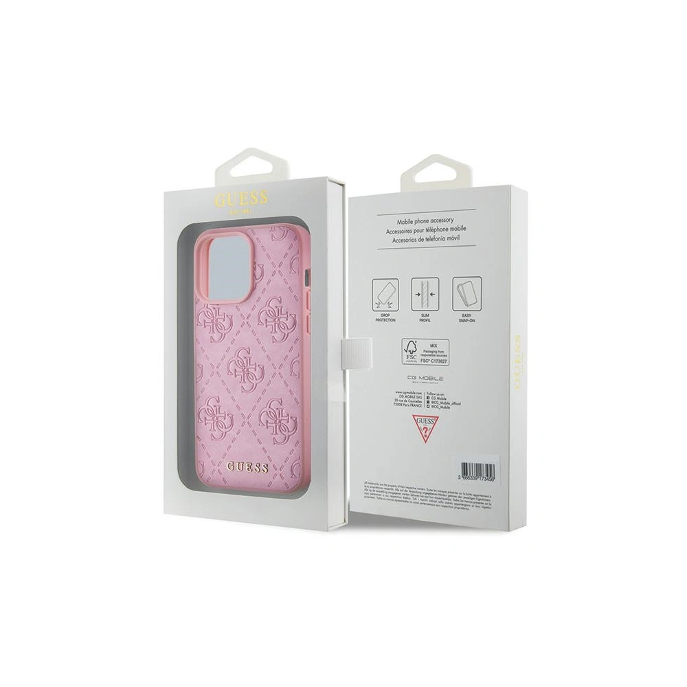 Etui Guess GUHCP15LP4EPMP Apple iPhone 15 Pro hardcase Leather 4G Stamped różowy/pink