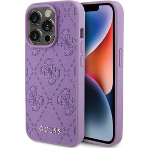 Etui Guess GUHCP15LP4EPMU Apple iPhone 15 Pro hardcase Leather 4G Stamped fioletowy/light purple