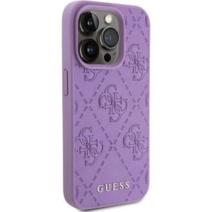 Etui Guess GUHCP15LP4EPMU Apple iPhone 15 Pro hardcase Leather 4G Stamped fioletowy/light purple