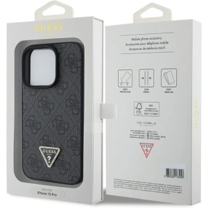 Etui Guess GUHCP15LP4TDPK Apple iPhone 15 Pro hardcase Leather 4G Diamond Triangle czarny/black