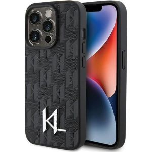 Etui Karl Lagerfeld KLHCP15LPKLPKLK Apple iPhone 15 Pro hardcase Leather Monogram Hot Stamp Metal Logo czarny/black