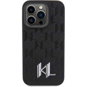 Etui Karl Lagerfeld KLHCP15LPKLPKLK Apple iPhone 15 Pro hardcase Leather Monogram Hot Stamp Metal Logo czarny/black