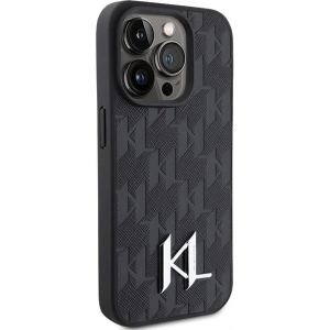 Etui Karl Lagerfeld KLHCP15LPKLPKLK Apple iPhone 15 Pro hardcase Leather Monogram Hot Stamp Metal Logo czarny/black