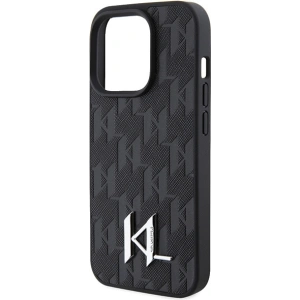 Etui Karl Lagerfeld KLHCP15LPKLPKLK Apple iPhone 15 Pro hardcase Leather Monogram Hot Stamp Metal Logo czarny/black