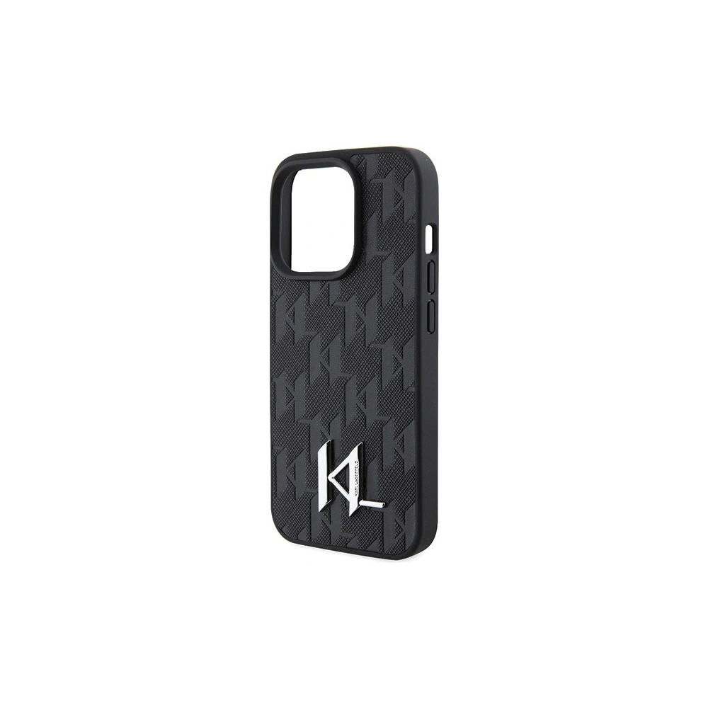 Etui Karl Lagerfeld KLHCP15LPKLPKLK Apple iPhone 15 Pro hardcase Leather Monogram Hot Stamp Metal Logo czarny/black
