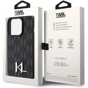 Etui Karl Lagerfeld KLHCP15LPKLPKLK Apple iPhone 15 Pro hardcase Leather Monogram Hot Stamp Metal Logo czarny/black