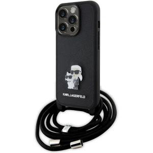 Etui Karl Lagerfeld KLHCP15LSAKCPSK Apple iPhone 15 Pro hardcase Crossbody Saffiano Metal Pin Karl & Choupette czarny/black