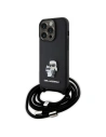 Etui Karl Lagerfeld KLHCP15LSAKCPSK Apple iPhone 15 Pro kemény tok Crossbody Saffiano Metal Pin Karl & Choupette fekete/black