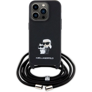 Etui Karl Lagerfeld KLHCP15LSAKCPSK Apple iPhone 15 Pro hardcase Crossbody Saffiano Metal Pin Karl & Choupette czarny/black