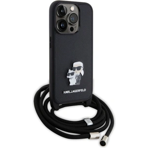 Etui Karl Lagerfeld KLHCP15LSAKCPSK Apple iPhone 15 Pro hardcase Crossbody Saffiano Metal Pin Karl & Choupette czarny/black