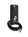 Kup Case Karl Lagerfeld KLHCP15LSAKCPSK Apple iPhone 15 Pro Hartschale Crossbody Saffiano Metallpin Karl & Choupette schwarz/black - KLD1651 - {ean13} - Sklep Home Screen