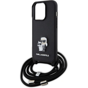 Etui Karl Lagerfeld KLHCP15LSAKCPSK Apple iPhone 15 Pro hardcase Crossbody Saffiano Metal Pin Karl & Choupette czarny/black