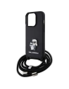 Kup Case Karl Lagerfeld KLHCP15LSAKCPSK Apple iPhone 15 Pro Hartschale Crossbody Saffiano Metallpin Karl & Choupette schwarz/black - KLD1651 - {ean13} - Sklep Home Screen