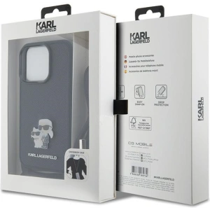 Etui Karl Lagerfeld KLHCP15LSAKCPSK Apple iPhone 15 Pro hardcase Crossbody Saffiano Metal Pin Karl & Choupette czarny/black