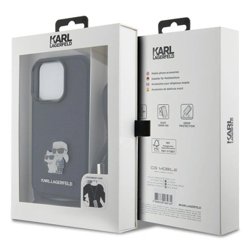Kup Case Karl Lagerfeld KLHCP15LSAKCPSK Apple iPhone 15 Pro Hartschale Crossbody Saffiano Metallpin Karl & Choupette schwarz/black - KLD1651 - {ean13} - Sklep Home Screen