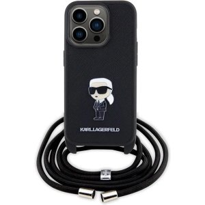Etui Karl Lagerfeld KLHCP15LSASKNPSK Apple iPhone 15 Pro hardcase Crossbody Saffiano Monogram Metal Pin Karl & Choupette czarny/black