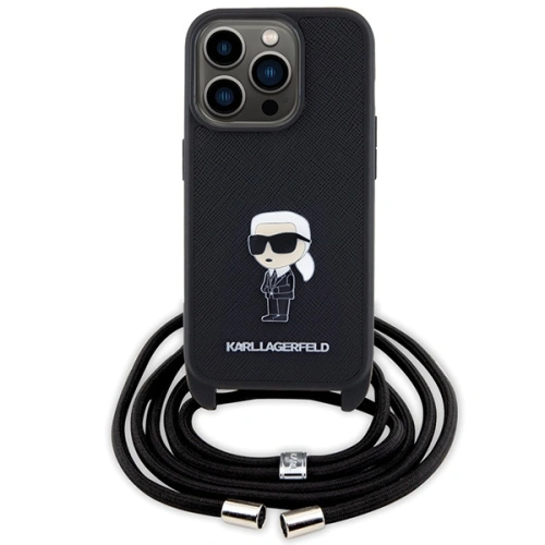 Kup Case Karl Lagerfeld KLHCP15LSASKNPSK Apple iPhone 15 Pro Hardcase Crossbody Saffiano Monogram Metall-Pin Karl & Choupette schwarz/black - KLD1652 - {ean13} - Sklep Home Screen