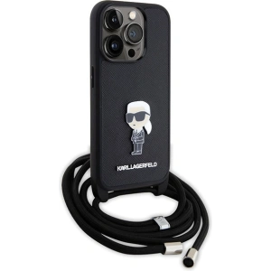Etui Karl Lagerfeld KLHCP15LSASKNPSK Apple iPhone 15 Pro hardcase Crossbody Saffiano Monogram Metal Pin Karl & Choupette czarny/black