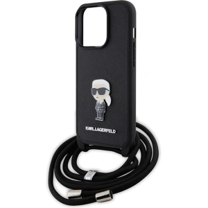 Etui Karl Lagerfeld KLHCP15LSASKNPSK Apple iPhone 15 Pro hardcase Crossbody Saffiano Monogram Metal Pin Karl & Choupette czarny/black