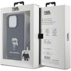Etui Karl Lagerfeld KLHCP15LSASKNPSK Apple iPhone 15 Pro hardcase Crossbody Saffiano Monogram Metal Pin Karl & Choupette czarny/black