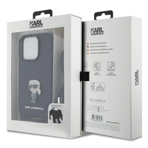 Kup Case Karl Lagerfeld KLHCP15LSASKNPSK Apple iPhone 15 Pro Hardcase Crossbody Saffiano Monogram Metall-Pin Karl & Choupette schwarz/black - KLD1652 - {ean13} - Sklep Home Screen