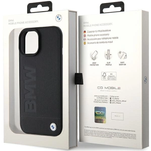 Etui BMW BMHMP15MSLLBK Apple iPhone 15 Plus / 14 Plus MagSafe Leather Hot Stamp czarny/black