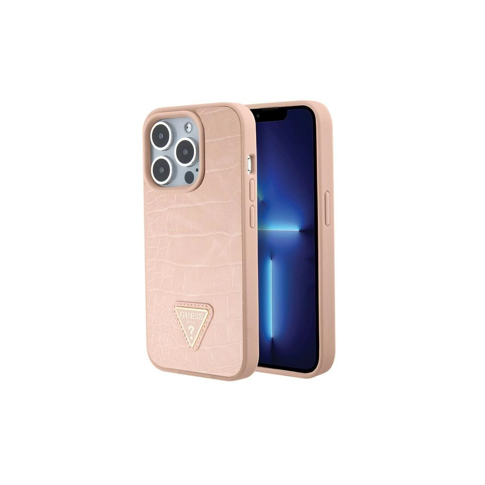 Etui Guess GUHCP15LPCRTHCP Apple iPhone 15 Pro hardcase Croco Triangle Metal Logo różowy/pink