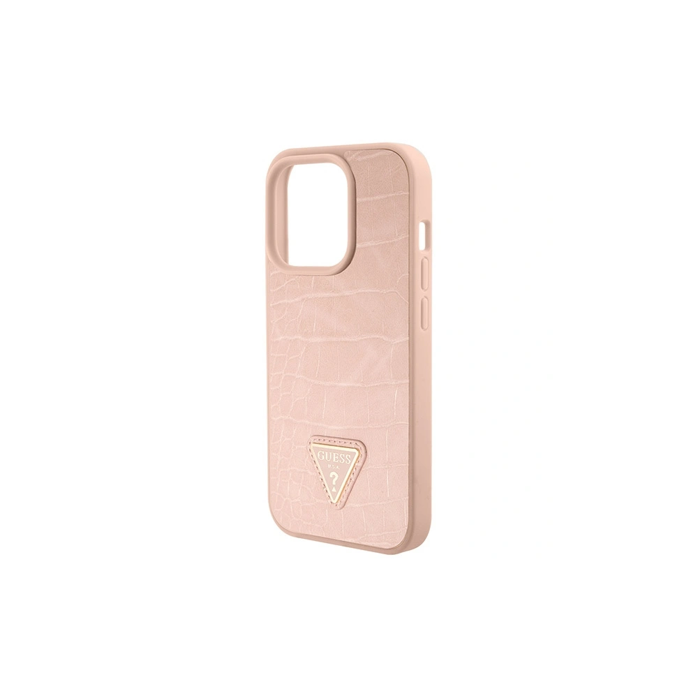 Etui Guess GUHCP15LPCRTHCP Apple iPhone 15 Pro hardcase Croco Triangle Metal Logo różowy/pink