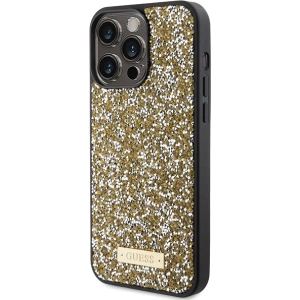 Etui Guess GUHCP15LPFGSBSD Apple iPhone 15 Pro hardcase Rhinestone Metal Logo żółty/yellow
