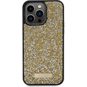 Etui Guess GUHCP15LPFGSBSD Apple iPhone 15 Pro hardcase Rhinestone Metal Logo żółty/yellow