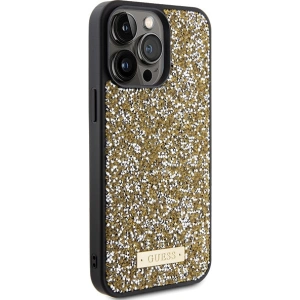 Etui Guess GUHCP15LPFGSBSD Apple iPhone 15 Pro hardcase Rhinestone Metal Logo żółty/yellow