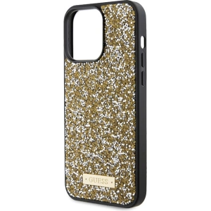 Etui Guess GUHCP15LPFGSBSD Apple iPhone 15 Pro hardcase Rhinestone Metal Logo żółty/yellow