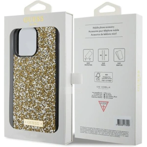 Etui Guess GUHCP15LPFGSBSD Apple iPhone 15 Pro hardcase Rhinestone Metal Logo żółty/yellow
