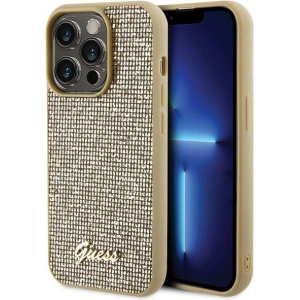 Etui Guess GUHCP15LPMSDGSD Apple iPhone 15 Pro hardcase Disco Metal Script złoty/gold