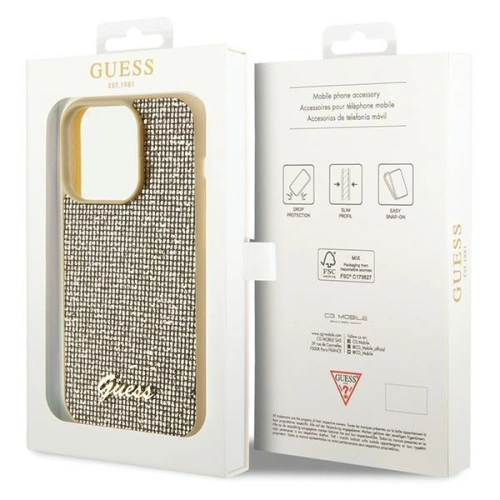 Buy Guess GUHCP15LPMSDGSD Apple iPhone 15 Pro hardcase Disco Metal Script gold - GUE2818 - {ean13} - Home Screen Store Europe
