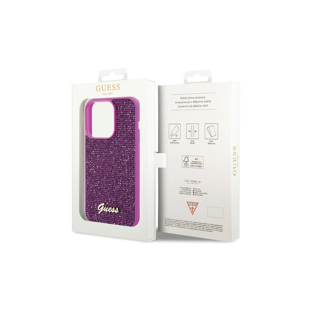 Etui Guess GUHCP15LPMSDGSF Apple iPhone 15 Pro hardcase Disco Metal Script fuksja/fuschia