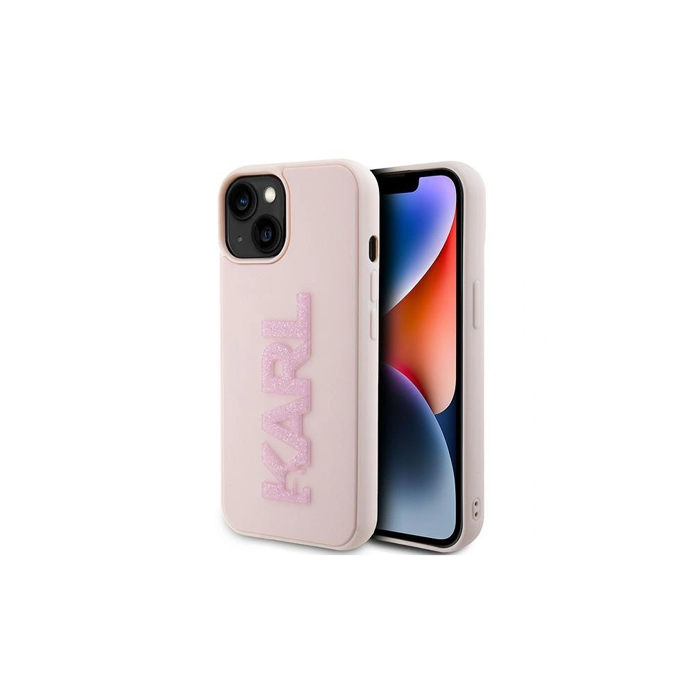 Etui Karl Lagerfeld KLHCP15M3DMBKCP Apple iPhone 15 Plus / 14 Plus hardcase 3D Rubber Glitter Logo różowy/pink