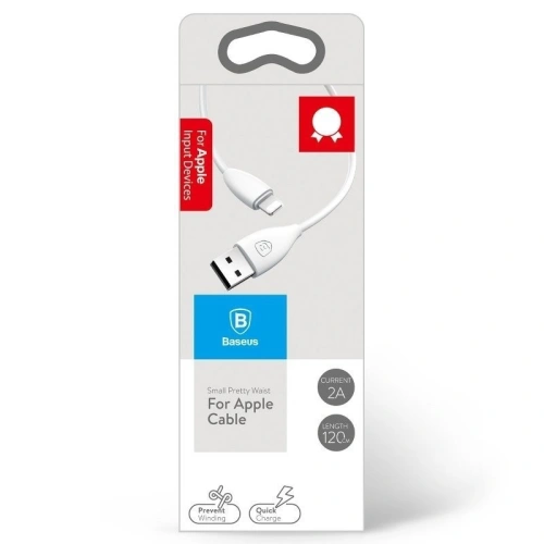 Kup Cablul Baseus Small Pretty Waist USB la Lightning, 2A, 1,2 metri, alb - BSU280WHT - {ean13} - Sklep Home Screen