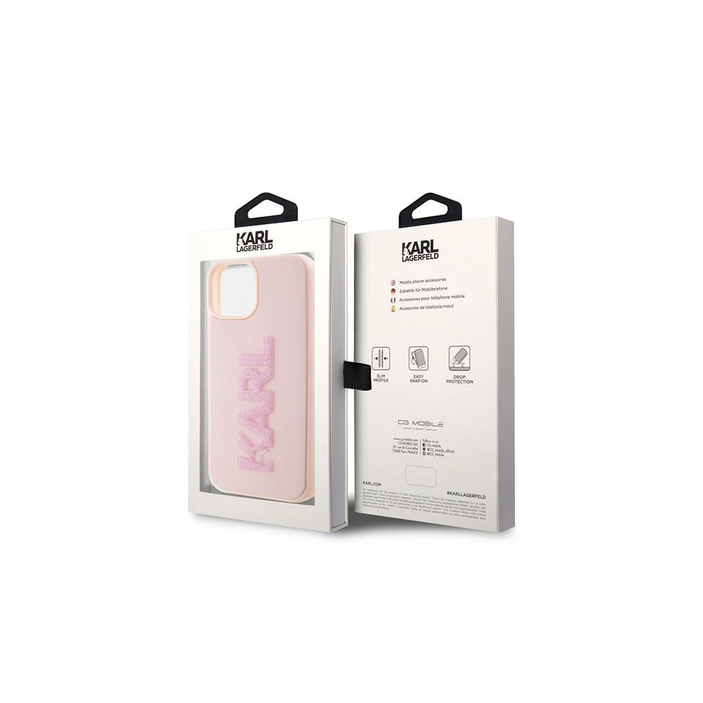 Etui Karl Lagerfeld KLHCP15M3DMBKCP Apple iPhone 15 Plus / 14 Plus hardcase 3D Rubber Glitter Logo różowy/pink