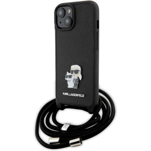 Etui Karl Lagerfeld KLHCP15MSAKCPSK Apple iPhone 15 Plus / 14 Plus hardcase Crossbody Saffiano Metal Pin Karl & Choupette czarny/black