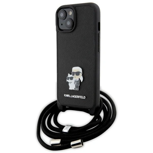 Kup Case Karl Lagerfeld KLHCP15MSAKCPSK Apple iPhone 15 Plus / 14 Plus Hardcase Crossbody Saffiano Metal Pin Karl & Choupette schwarz/black - KLD1656 - {ean13} - Sklep Home Screen