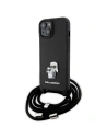 Case Karl Lagerfeld KLHCP15MSAKCPSK Apple iPhone 15 Plus / 14 Plus Hardcase Crossbody Saffiano Metal Pin Karl & Choupette schwarz/black