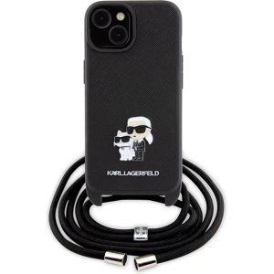 Etui Karl Lagerfeld KLHCP15MSAKCPSK Apple iPhone 15 Plus / 14 Plus hardcase Crossbody Saffiano Metal Pin Karl & Choupette czarny/black