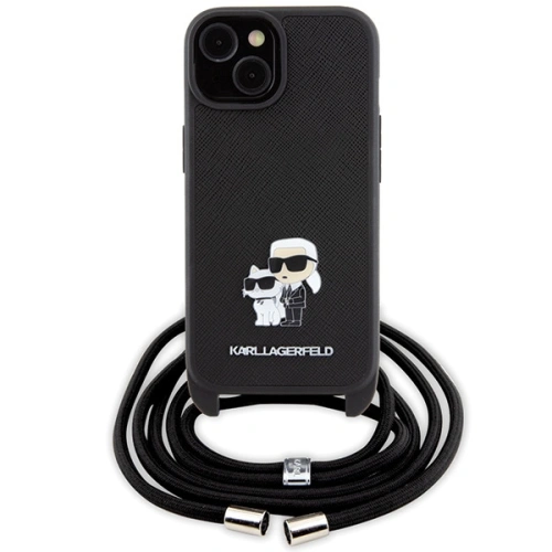 Kup Case Karl Lagerfeld KLHCP15MSAKCPSK Apple iPhone 15 Plus / 14 Plus Hardcase Crossbody Saffiano Metal Pin Karl & Choupette schwarz/black - KLD1656 - {ean13} - Sklep Home Screen